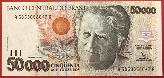 Brazil - 50.000 Cruzeiros (1992) P#234a Kvalitet 0