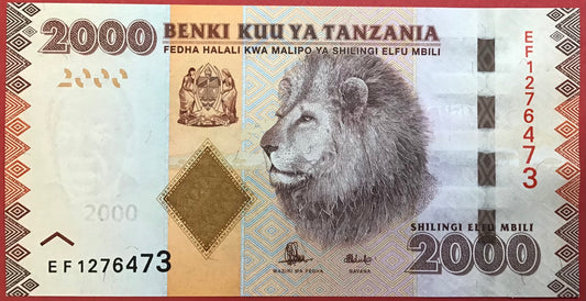 Tanzania - 2000 Shilingi (2015) P#42b Kvalitet 0