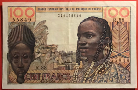 West African States - 100 Francs 23.4.1959 P#2a Kvalitet 1+