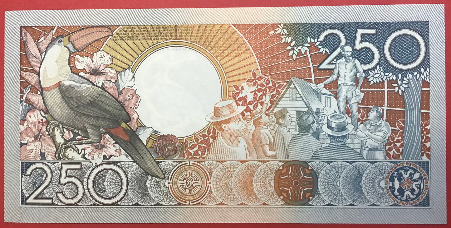 Suriname - 250 Gulden 9.1.1988 P#134 Kvalitet 0