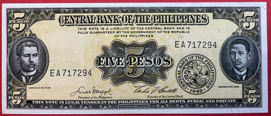 Philippines - 5 Peso 1949 P#135e Kvalitet 01
