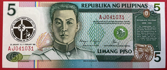 Philippines - 5 Piso 1991 P#179  Kvalitet 01/0