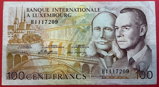 Luxembourg - 100 Francs 8.3.1981 P#14A Kvalitet 1+