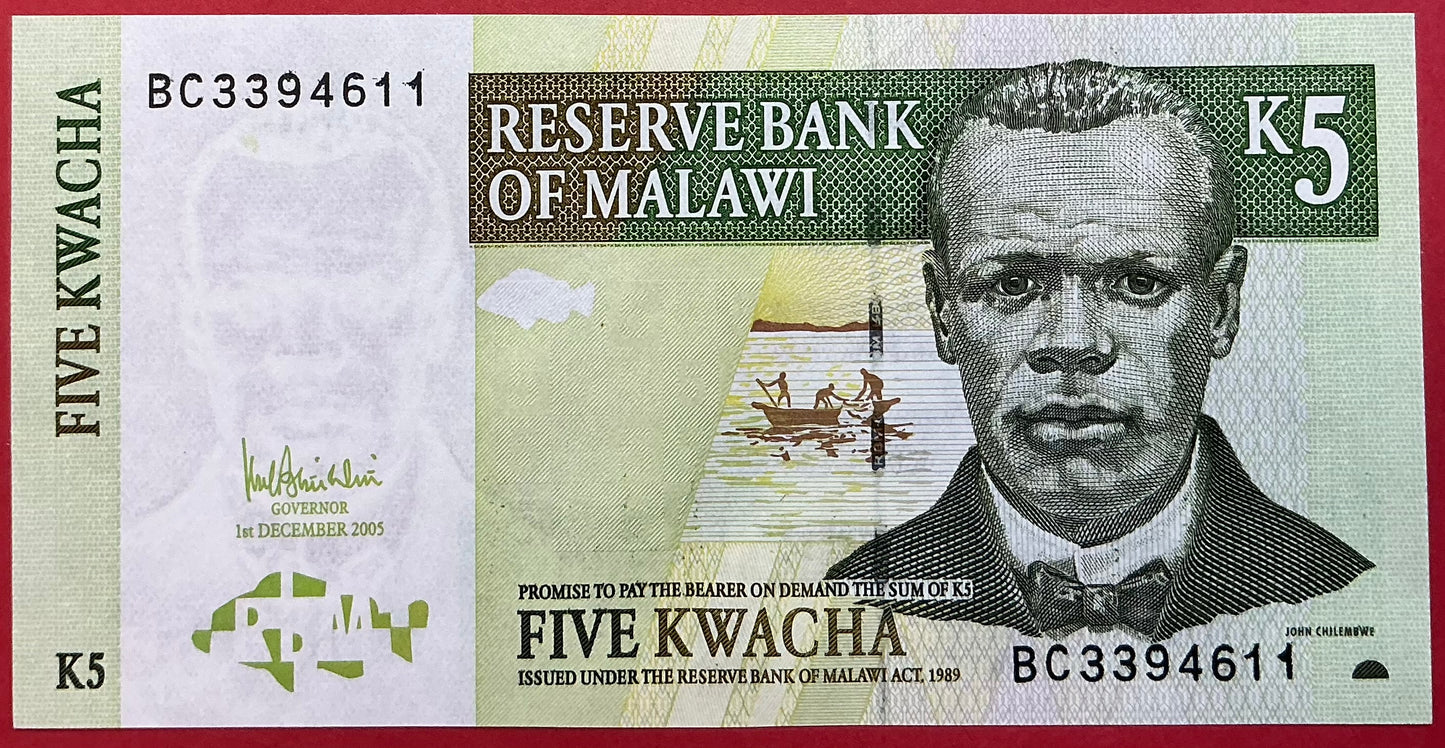 Malawi - 5 Kwacha 1.12.2005 P#36c Kvalitet 0