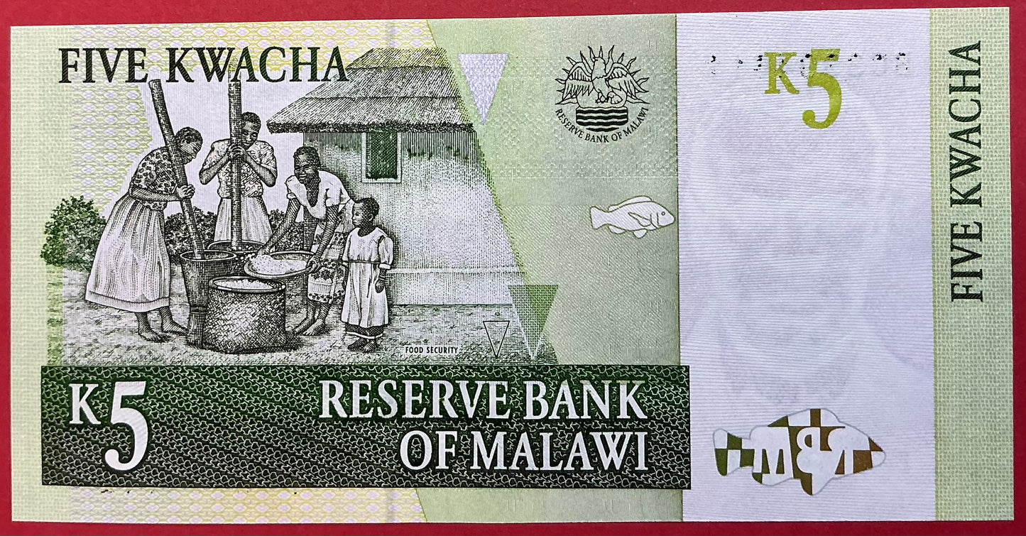 Malawi - 5 Kwacha 1.12.2005 P#36c Kvalitet 0