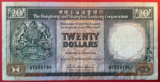 Hongkong - 20 Dollars 1.1.1988 P#192b Kvalitet 1+