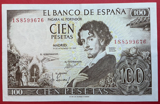 Spain - 100 Pesetas 19.11.1965 P#150 Kvalitet 1+/01