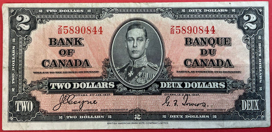 Canada - 2 Dollars 2.1.1937 P#59c Kvalitet 1/1+