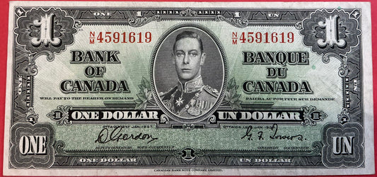 Canada - 1 Dollar 2.1.1937 P#58d Kvalitet 1+