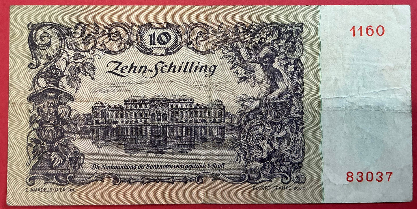 Austria - 10 Schilling 2.1.1950 P#127 Kvalitet 1/1+