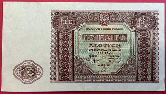 Poland - 10 Zlotych 15.5.1946 P#126 Kvalitet 1+