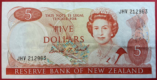 New Zealand - 5 Dollars (1989-92) P#171c Kvalitet 1+