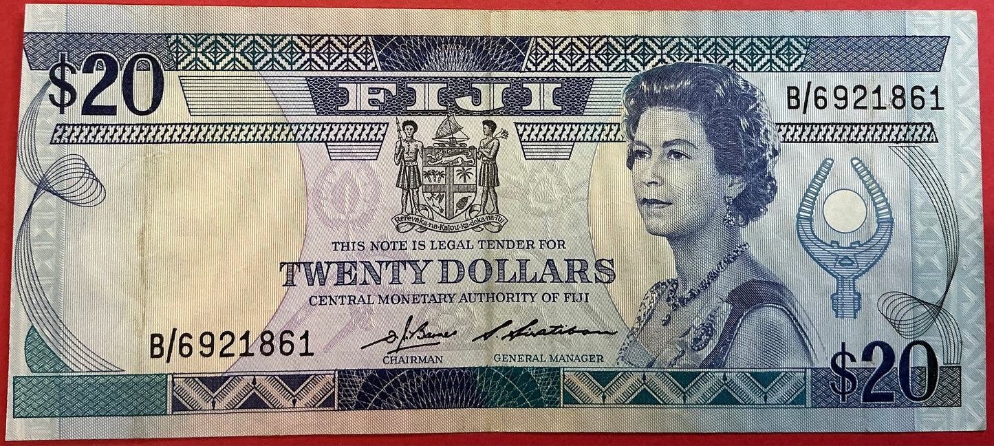 Fiji - 20 Dollars (1988) P#85a Kvalitet 1/1+