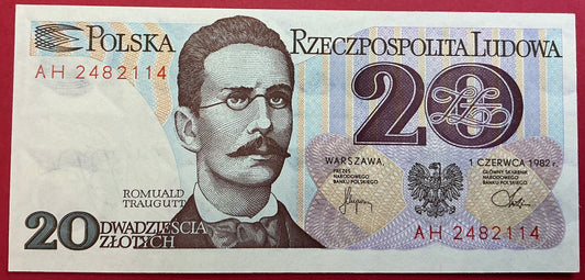 Poland - 20 Zlotych 1.6.1982 P#149a Kvalitet 01
