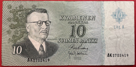 Finland - 10 Markkaa 1963 P#104a Kvalitet 1