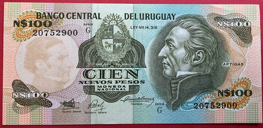 Uruguay - 100 Nuevos Pesos (1987) P#62A Kvalitet 01