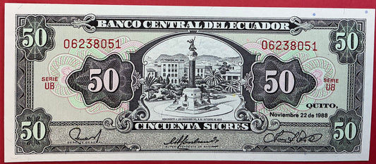 Ecuador - 50 Sucres 22.11.1988 P#122a Kvalitet 0