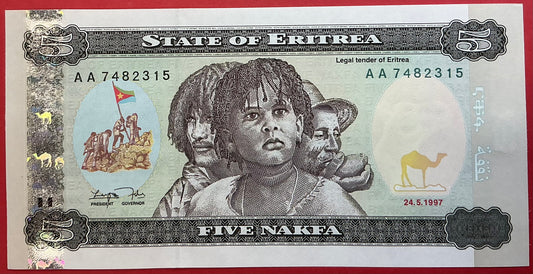 Eritrea - 5 Nakfa 24.5.1997 P#2 Kvalitet 0