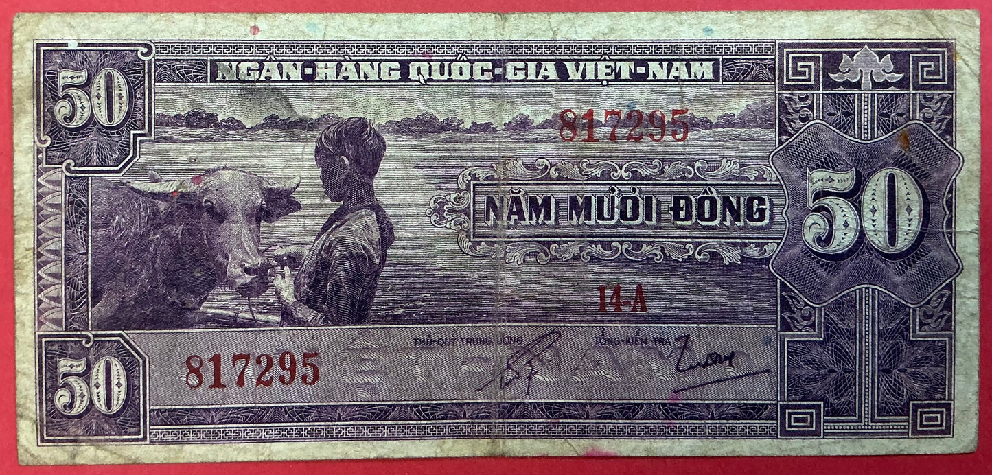 South Viet Nam - 50 Dông (1956) P#7a Kvalitet 1- (Small Pinholes)