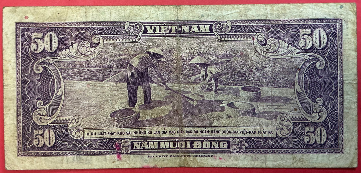 South Viet Nam - 50 Dông (1956) P#7a Kvalitet 1- (Small Pinholes)
