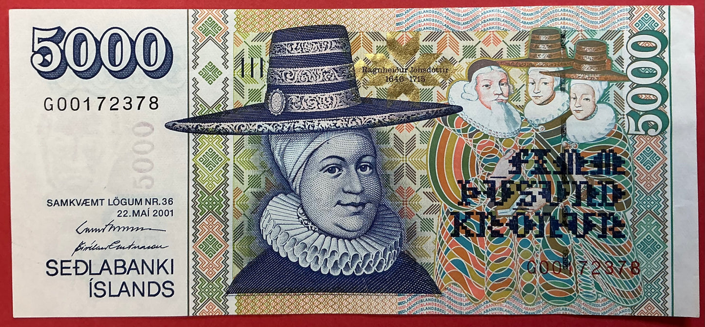 Iceland - 5000 Krónur 22.5.2001 P#60 Kvalitet 1+