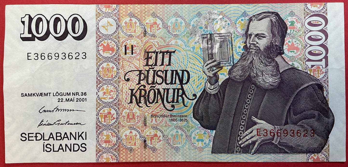 Iceland - 1000 Krónur 22.5.2001 P#59 Kvalitet 1+