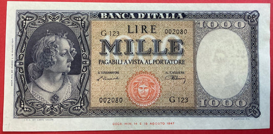 Italy - 1000 Lire 20.3.1947 P#83 Kvalitet 1+/01