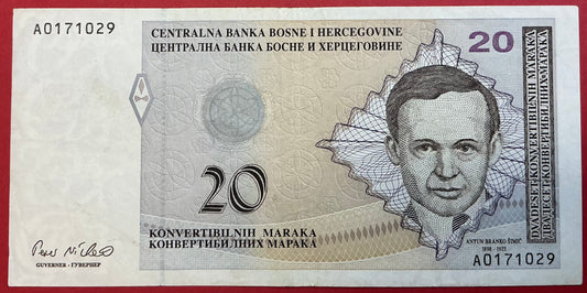 Bosnia Hercegovina - 20 Convertible Maraka (1998) P#65a Kvalitet 1/1+