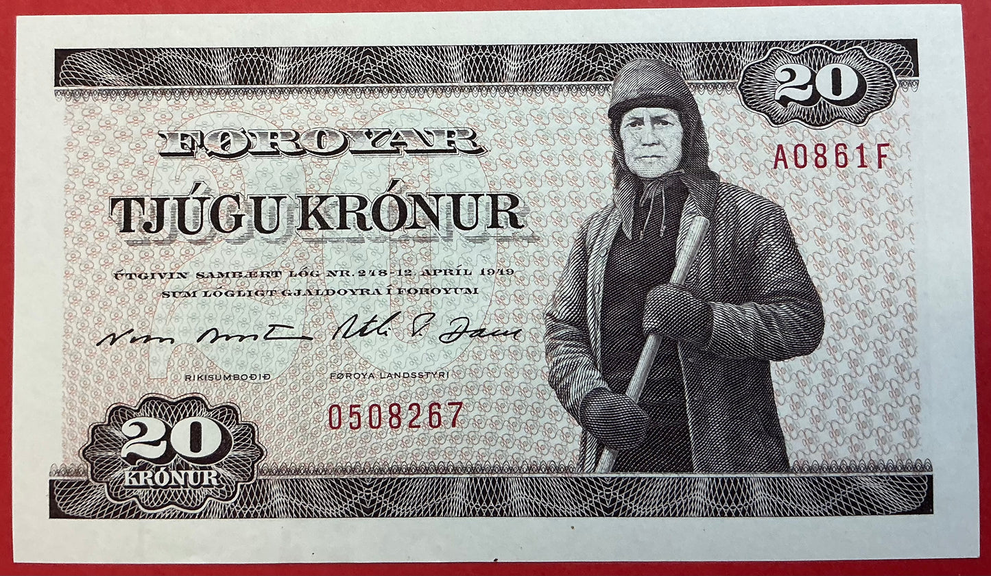 Faeroe Islands - 20 Krónur 1986 P#19a Kvalitet 01/0