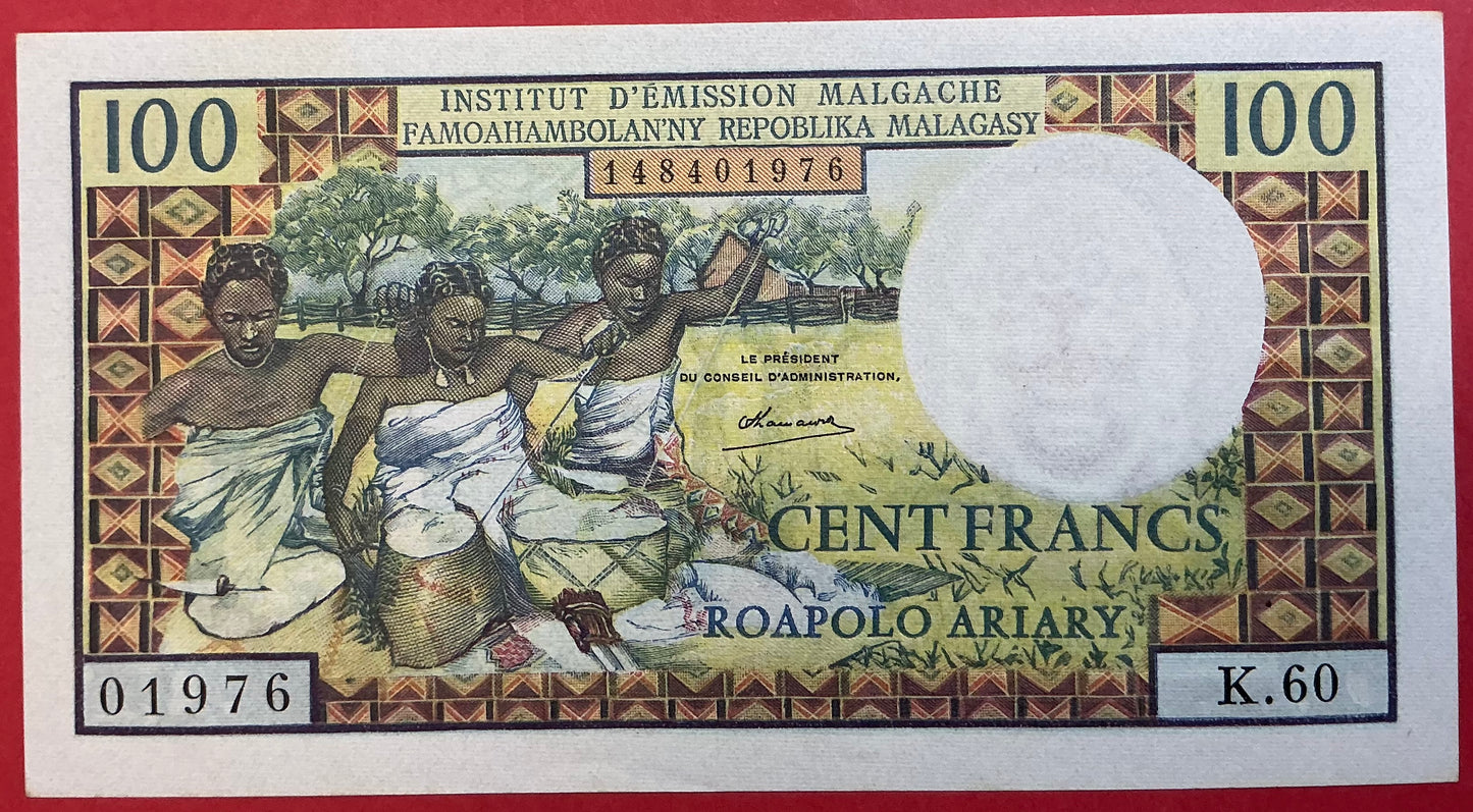 Madagascar - 100 Francs (1966) P#57a Kvalitet 01/0