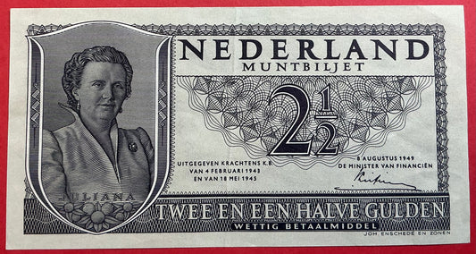 Netherlands - 2 1/2 Gulden 8.8.1949 P#73 Kvalitet 1+