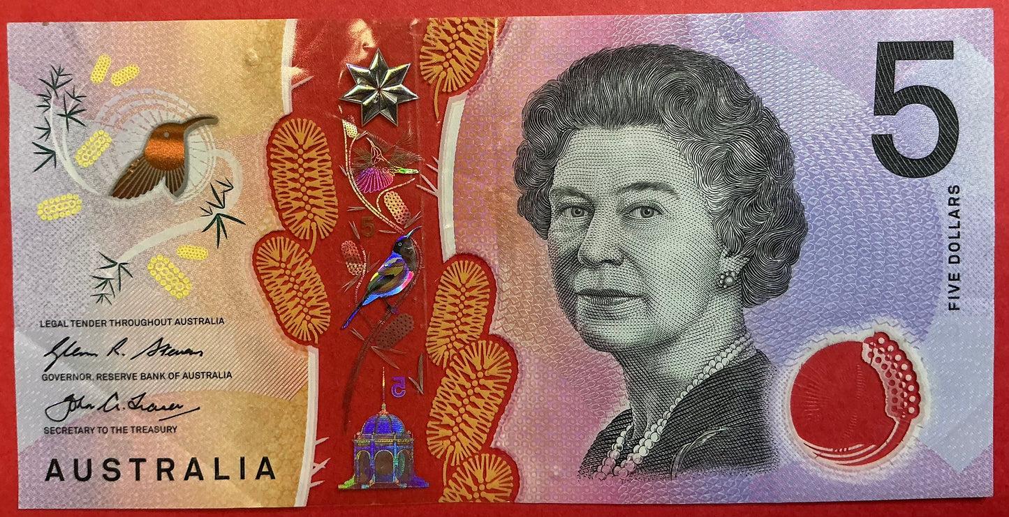 Australia - 5 Dollars 2016 P#62 Kvalitet 1+