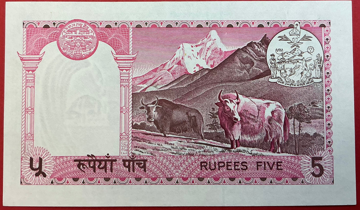 Nepal - 5 Rupees 1973-1978 P#23a Kvalitet 0