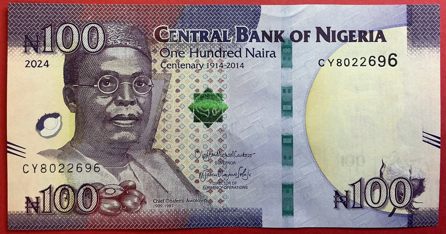 Nigeria - 100 Naira 2024 P#41 Kvalitet 01/0