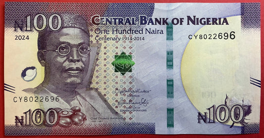 Nigeria - 100 Naira 2024 P#41 Kvalitet 01/0