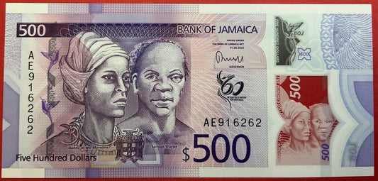 Jamaica - 500 Dollars 1.6.2022 P#W98 Kvalitet 0