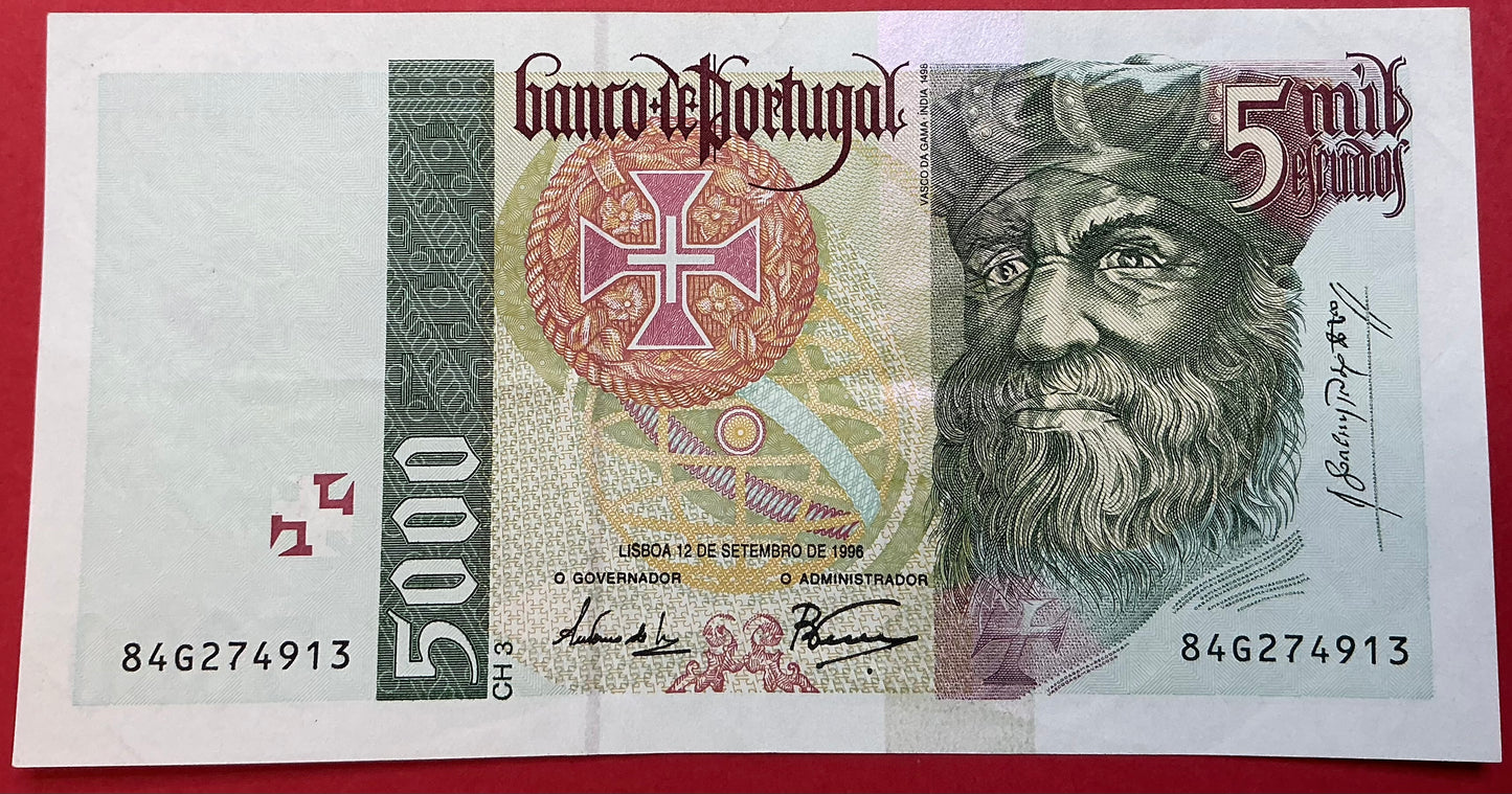 Portugal - 5000 Escudos 12.9.1996 P#190b Kvalitet 1+