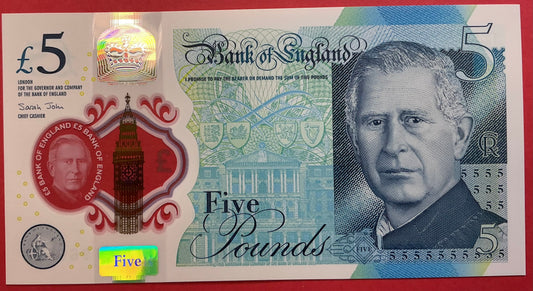 Great Britain - 5 Pounds 2023 P#W398 Kvalitet 0