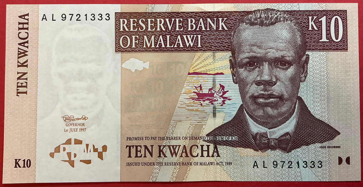 Malawi - 10 Kwacha 1.7.1997 P#37 Kvalitet 01/0