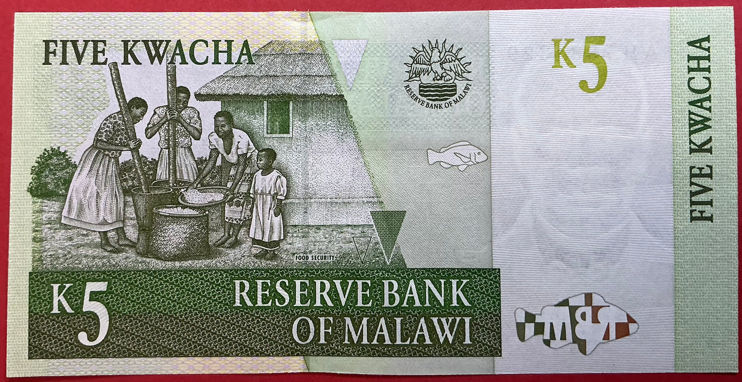 Malawi - 5 Kwacha 1.7.1997 P#36a Kvalitet 01/0
