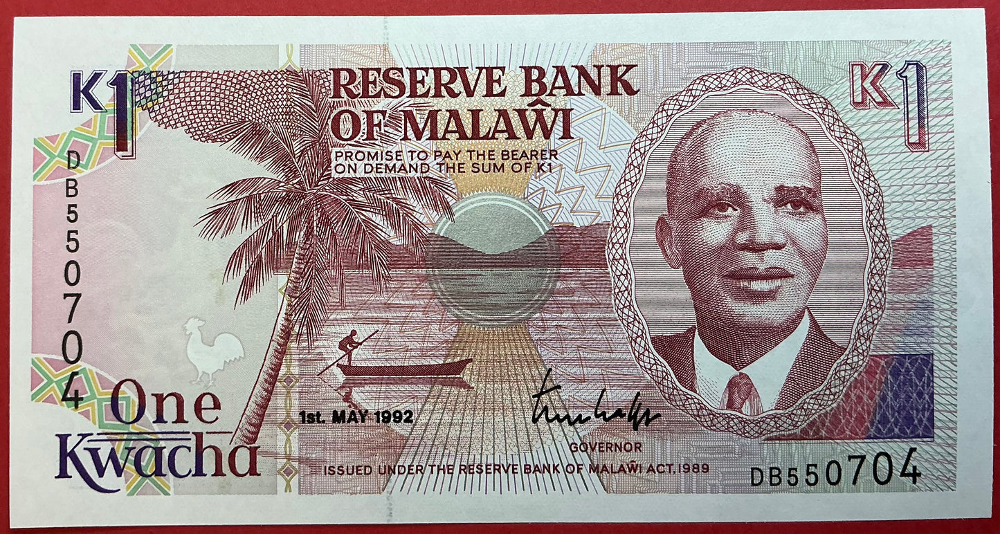Malawi - 1 Kwacha 1.5.1992 P#23b Kvalitet 0