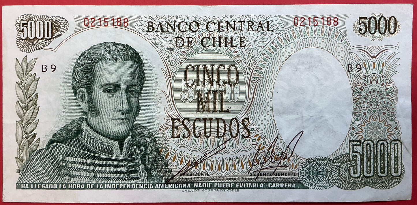 Chile - 5000 Escudos (1967-75) P#147b Kvalitet 1+