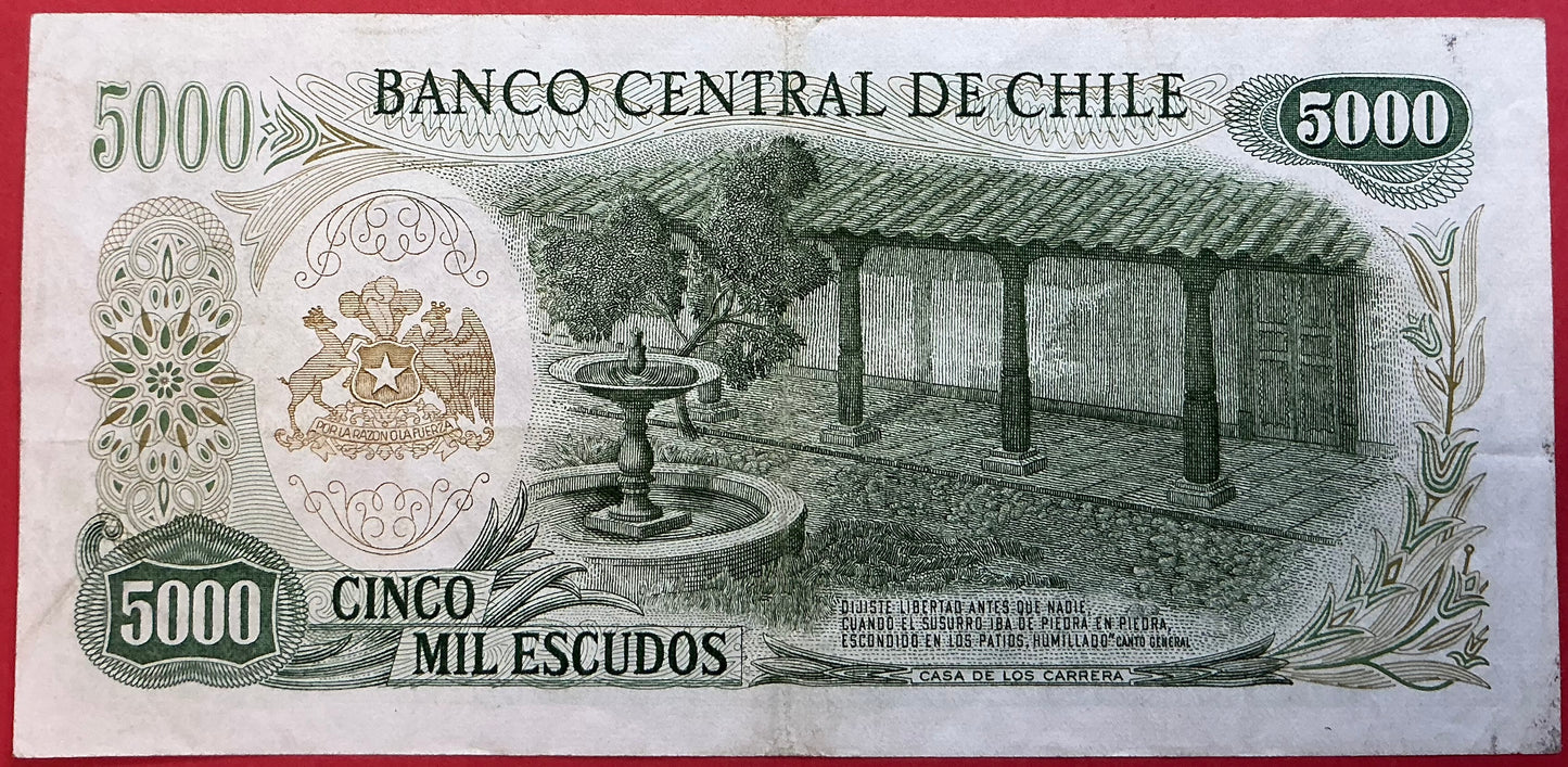 Chile - 5000 Escudos (1967-75) P#147b Kvalitet 1+