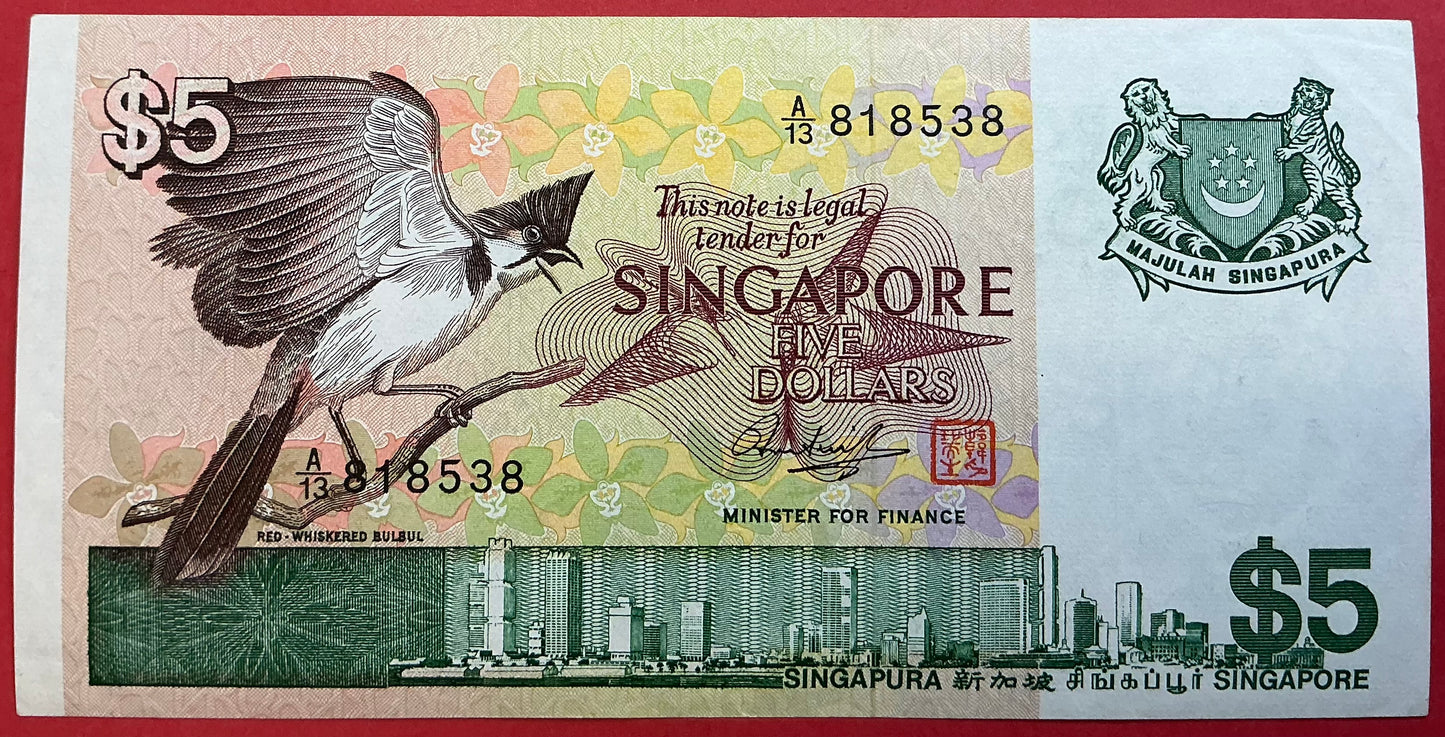 Singapore - 5 Dollars (1976) P#10 Kvalitet 1+