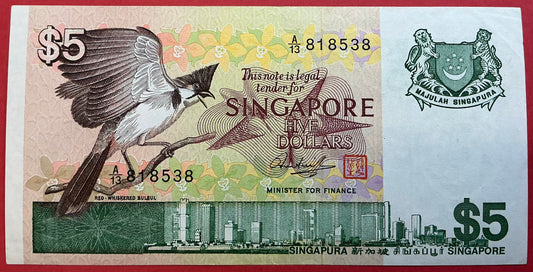 Singapore - 5 Dollars (1976) P#10 Kvalitet 1+