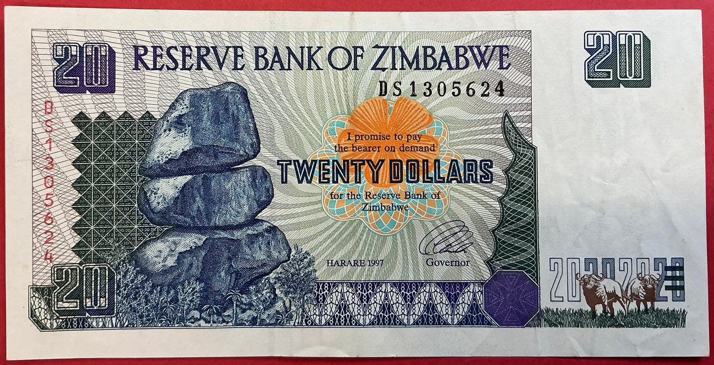 Zimbabwe - 20 Dollars 1997 P#7a Kvalitet 1+