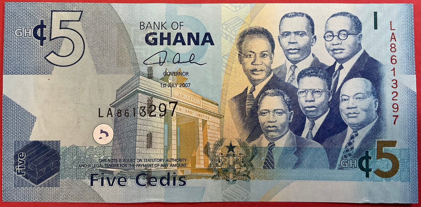 Ghana - 5 Cedis 1.7.2007 P#38a Kvalitet 01