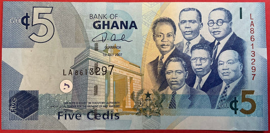 Ghana - 5 Cedis 1.7.2007 P#38a Kvalitet 01