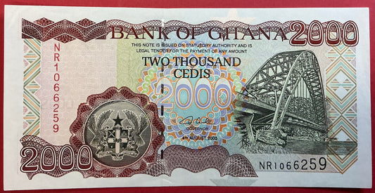 Ghana - 2000 Cedis 4.8.2003 P#33h Kvalitet 1+/01