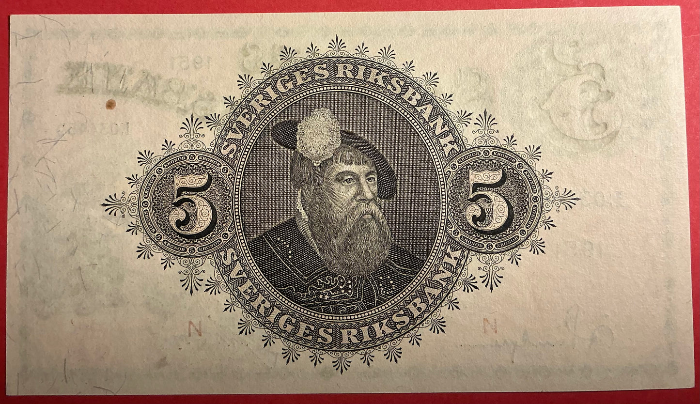 Sweden - 5 Kronor 1951 P#33ah Kvalitet 01/0